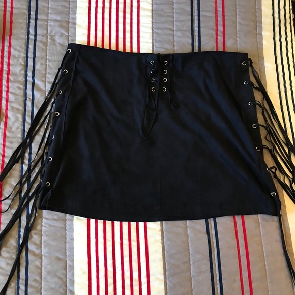 Tobi Faux Suede Laceup Mini Skirt - Picture 1 of 6